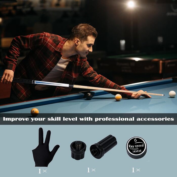 Професійний більярдний кий CGB-500: двочастинний, канадський клен, 58' (19/20oz), з жорстким кейсом