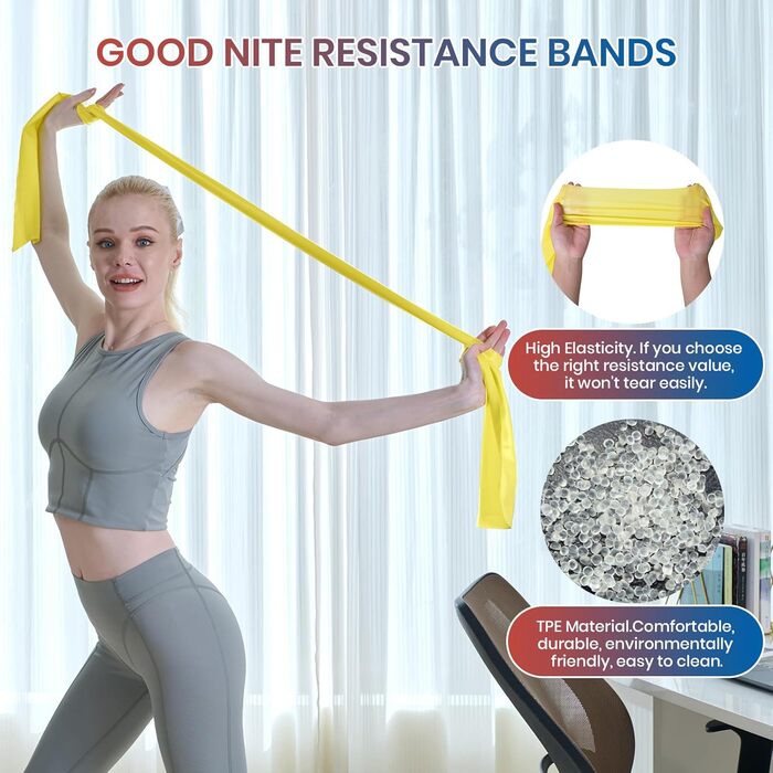 Гумові еспандери Good Nite Fitnessbänder 4 шт. - для фітнесу, пілатесу, йоги та силових тренувань (4 рівні опору) + сумка для зберігання