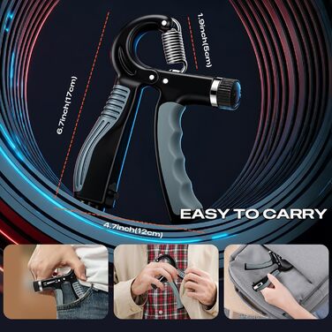 Тренування сили хвату: Регульований ручний тренажер з опором 5-60 кг (11-132 lbs) з лічильником для спорту та реабілітації