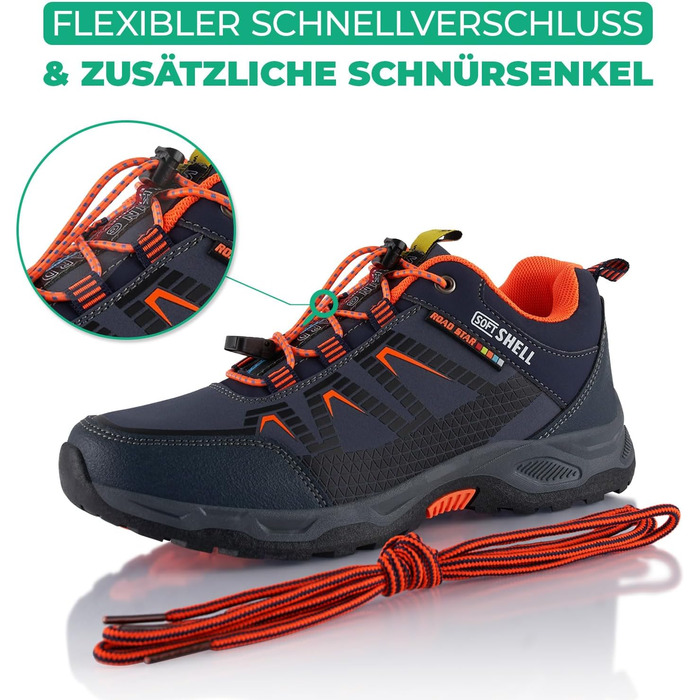 Трекінгові черевики Softshell для жінок та чоловіків. Розмір 43 EU, темно-синій та помаранчевий кольори