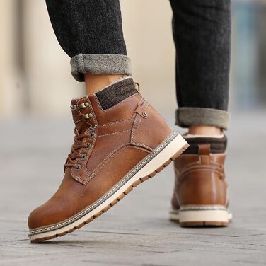 Чоловічі зимові черевики ANALEAF - теплі, водонепроникні, трекінгові, зелені (сіро-коричневі), 42 EU