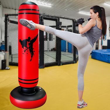 Дитячий боксерський мішок на підставці, 160 см, червоний. Мішок для кікбоксингу, боксерський манекен, іграшки для активного відпочинку на вулиці