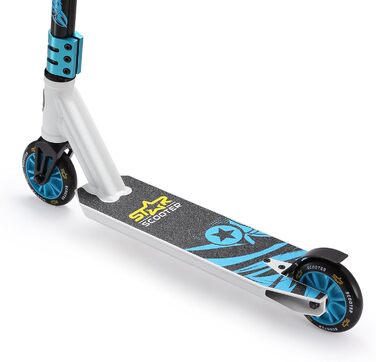 Трюковий самокат STAR SCOOTER Pro Sport 110 мм для дітей від 5 років, алюмінієвий, біло-синій, HIC компресія