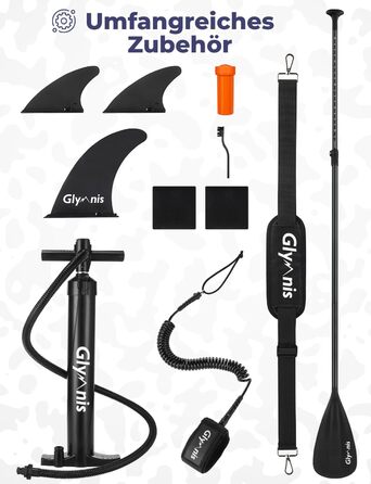 Надувний SUP Борд Glymnis 10'6' для Станд Ап Паддлінг (SUP) 320x81x15см з Алюмінієвим Веслом, Насосом та Аксесуарами
