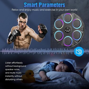 Музична боксерська машина з LED-підсвіткою та Bluetooth, настінна ціль для боксу, 9 режимів швидкості та режим підрахунку, для дорослих та дітей