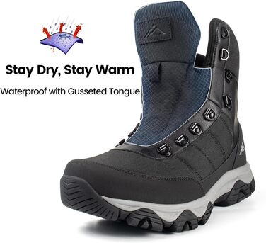 Чоловічі зимові черевики CC-Los водонепроникні | Зимові черевики для ходьби та снігу | Розміри 40-48 | Чорний, сірий