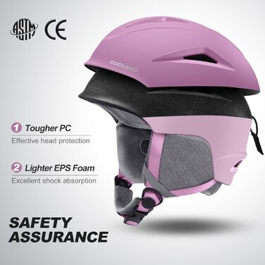 Шолом для лиж та сноуборду Odoland з маскою, захист UV 400, вітрозахист, розмір S (54-56 см), фіолетовий