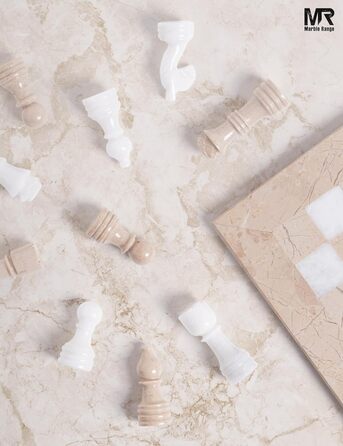 Шаховий набір з мармуру для дорослих, ручної роботи, 32 фігури, 2 додаткові королеви, коробка для зберігання, розкішна подорожна гра, елегантний подарунок для дому (Кораловий & Темно-коричневий) (Верона & Білий)