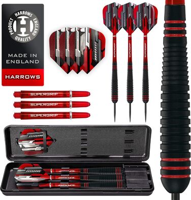 Дарти Ace Rubber Black (Сталеві дротики) з кейсом, 20/22/24/26 г, Supergrip, 100 мікрон Marathon Flights, чорні