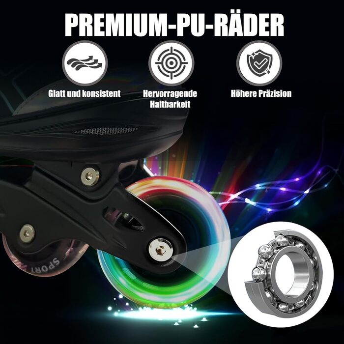 Роликові ковзани для дітей, регульовані, чорно-рожеві, 36-39 EU/240-270 mm