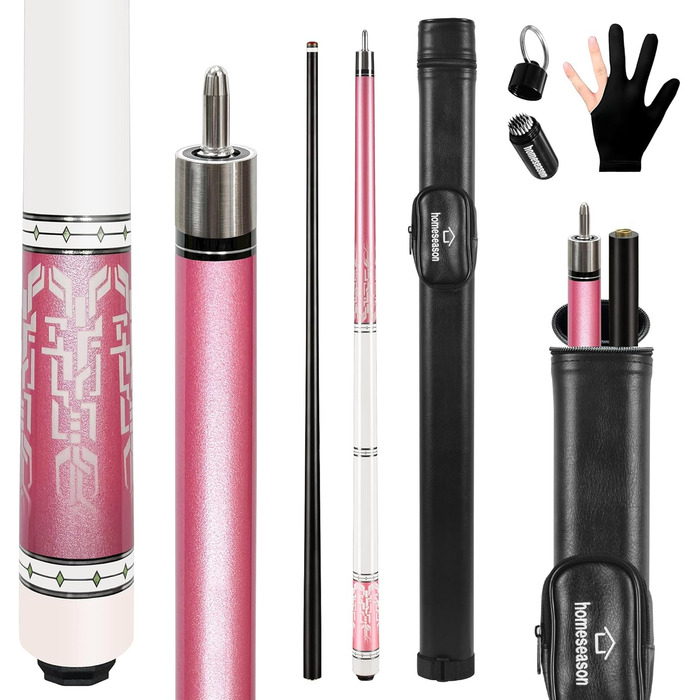 Більярдний кий HomeSeason Billardqueue: професійний, з карбону, 147.3 см, 12.7 мм, з чохлом (рожевий)