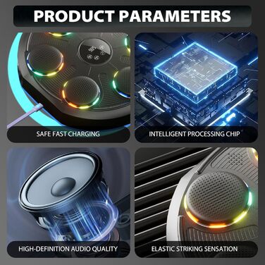 Музична боксерська машина Kensbro з LED-підсвіткою, Bluetooth, 12 швидкостей та режимів, для дорослих та дітей