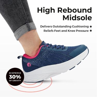 Жіночі кросівки FitVille для ходьби та бігу - широкі, дихаючі, з антиковзкою підошвою, для занять спортом та фітнесом (41 EU, блакитний, неоновий рожевий)