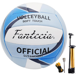 Волейбольний м'яч Fantecia, офіційний розмір 5, для гри на відкритому повітрі, м'який пляжний волейбол для підлітків і дорослих, для тренувань початківців, синій