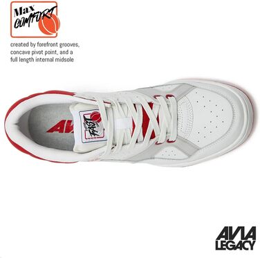 Баскетбольні кросівки Avia 855 чоловічі низькі, ретро стиль, для залу та вулиці, розмір 7-15 (44/46 EU), біло-червоні