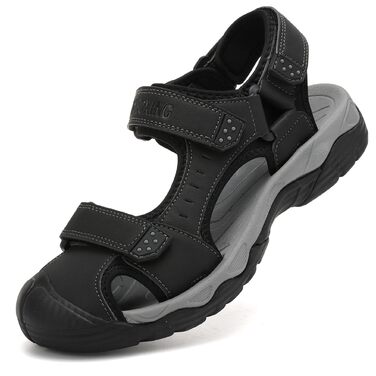 Чоловічі сандалі AX BOXING для трекінгу та спорту, літні, на липучці, дихаючі, чорні, розмір 43 EU