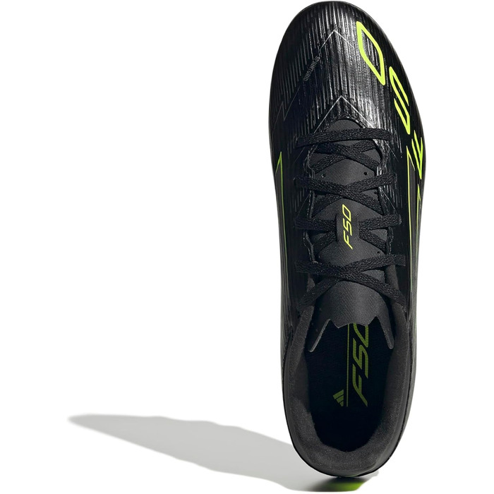 Футбольні бутси Adidas F50 Club для твердого/багатоповерххового поля, 36 2/3 EU, чорний/металік/лимонний, унісекс