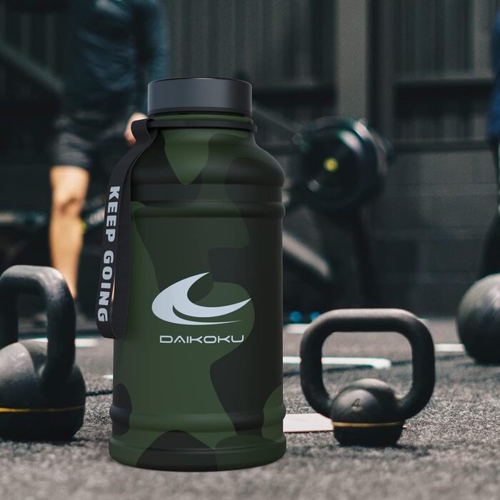 Термос-бутилка Daikoku з нержавіючої сталі 1,3 л, BPA Free, подвійні стінки, збереження температури 12-24 год, для спорту, фітнесу, зелений камуфляж
