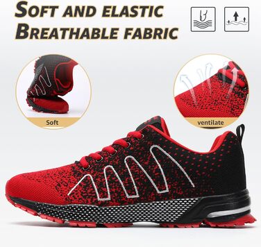 Чоловічі кросівки ASHION для бігу та занять спорту. Дихаючі, легкі, червоні, розмір 42 EU