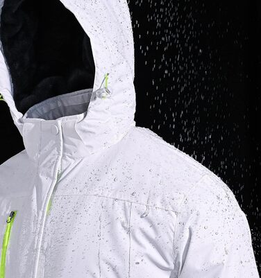 SPOSULEI Чоловіча зимова флісова куртка з підкладкою, тепла, для катання на лижах, на вулицю, вітронепроникна, водонепроникна, знімний капюшон, для походів (XL, білий)