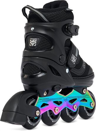 Інлайнери роликові ковзани RAVEN 2в1 для дітей та дорослих, регульовані (30-33 (18,5-20,5 см), Drill Black/Neo Chrome з лезами)