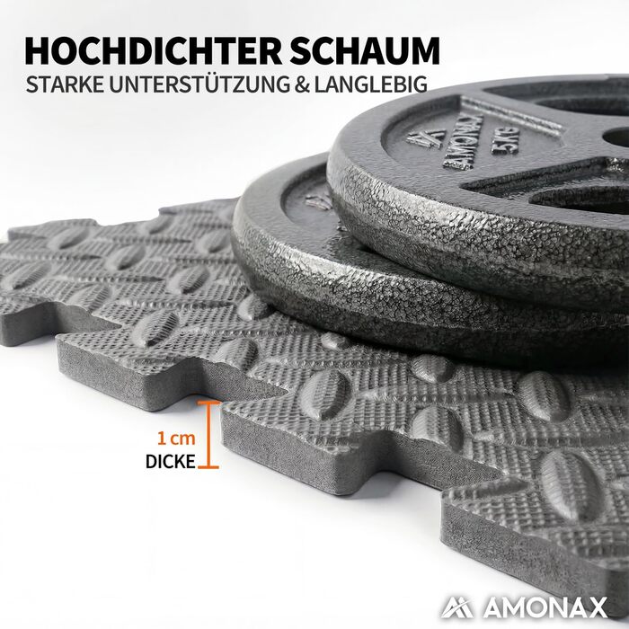 Набір пазл-килимків для фітнесу та спорту Amonax, захисний мат з пінопласту 30x30 см, сірий (18 шт, 1.67 м²), для дому, гаража та басейну