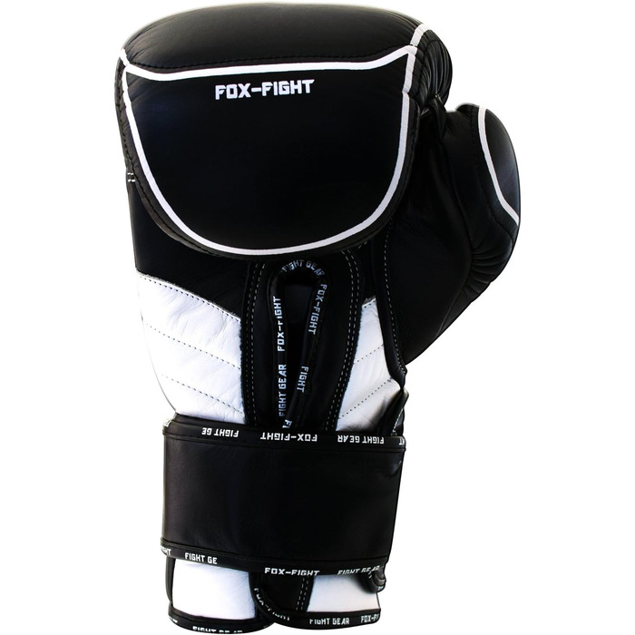 Преміальні боксерські рукавички FOX-FIGHT B7 з натуральної шкіри, 12 OZ, для боксу, муай тай, кікбоксингу, MMA, спарингів та тренувань, чорні