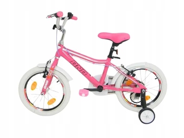 Дитячий велосипед BNB, рожевий, 16 дюймів, з дзвоником та бічними колесами