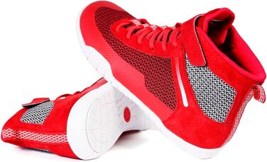 Черевики для боротьби, боксерські, фітнес- та вантажні черевики для пауерліфтингу з плоскою підошвою (43 EU, Червоні, однотонні)