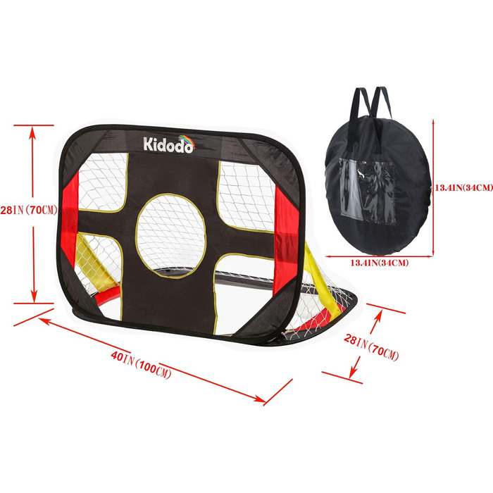 Дитячі ворота для футболу Kidodo, Pop-Up ворота, складані та портативні, для гри в приміщенні та на вулиці, 100 x 70 x 70 см