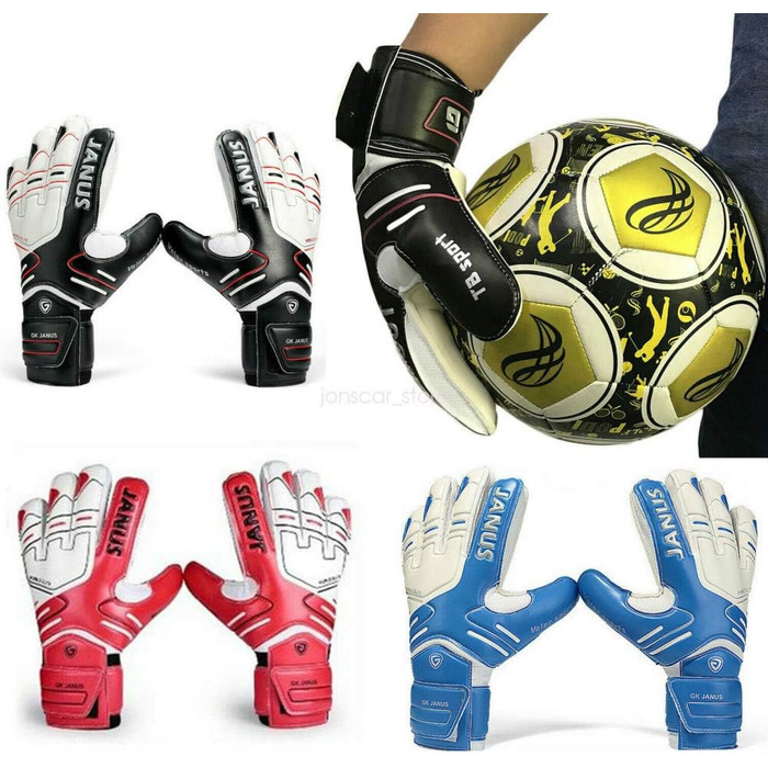 Професійні воротарські рукавички для футболу з захистом пальців з латексу, чорні, розмір 8 (для дітей та дорослих)