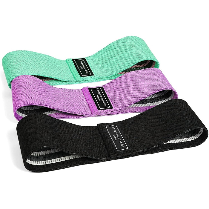 Фітнес-резинки Flintronic для стегон та сідниць: набір для йоги, пілатесу та силових тренувань (B-Чорний+Lila+Зелений)