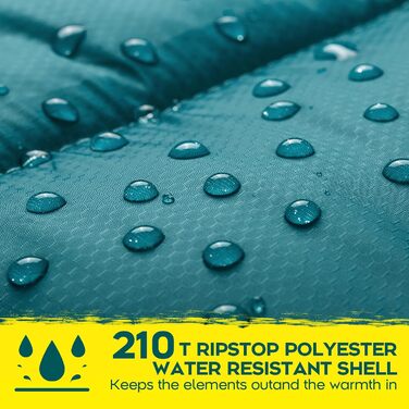 Спальний мішок Bessport Flannel для кемпінгу, 3-4 сезони, -5°C | Легкий, водонепроникний, теплий спальник для дорослих та дітей, для рюкзаків, кемпінгу, походів та подорожей | Фланелевий, синьо-зелений/чорний