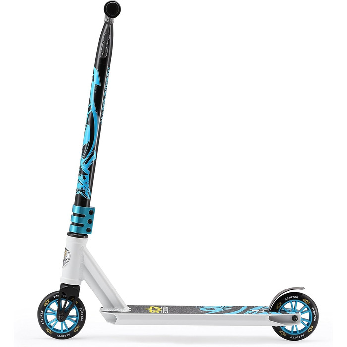 Трюковий самокат STAR SCOOTER Pro Sport 110 мм для дітей від 5 років, алюмінієвий, біло-синій, HIC компресія