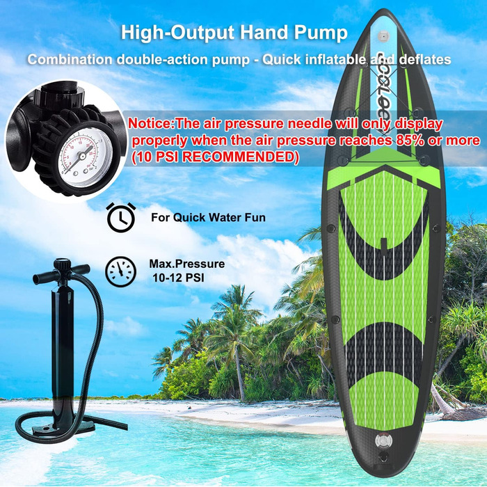 Надувний SUP-борд JOOLOOG Stand Up Paddle Board з сидінням для каяків, 320 x 81 x 15 см (зелений)