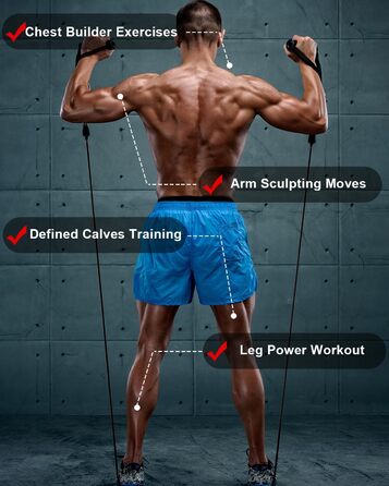 Набір фітнес-гумок 6 шт., гумки для фітнесу з 6 рівнями опору 270 LBS, з дверними фіксаторами, ручками, кісточками, ідеально підходить для нарощування м'язів, пілатесу, фізіотерапії для домашнього спортзалу та тренувань на відкритому повітрі