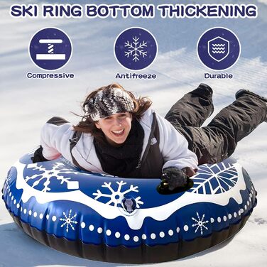 Надувний сніговий санки-труба Frostschutz з ручками, 119 см. Ідеально для зимових розваг дітей та дорослих.