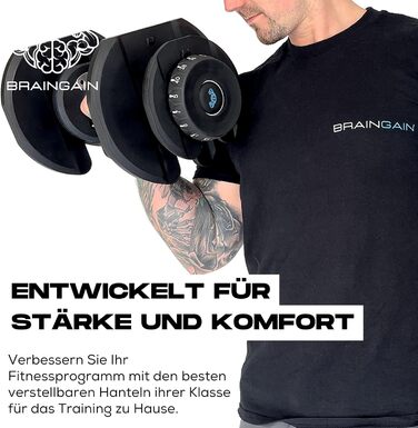 Регульовані гантелі BRAINGAIN, 15-17 кг, Smart-Click, антиковзний грип, 2 шт. по 40 кг