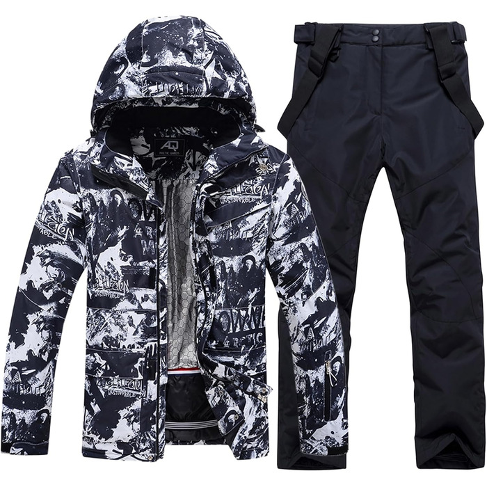 Сніговий костюм чоловічий HOUZONIY, теплий, вітронепроникний, 2-частинний, розмір L, чорний