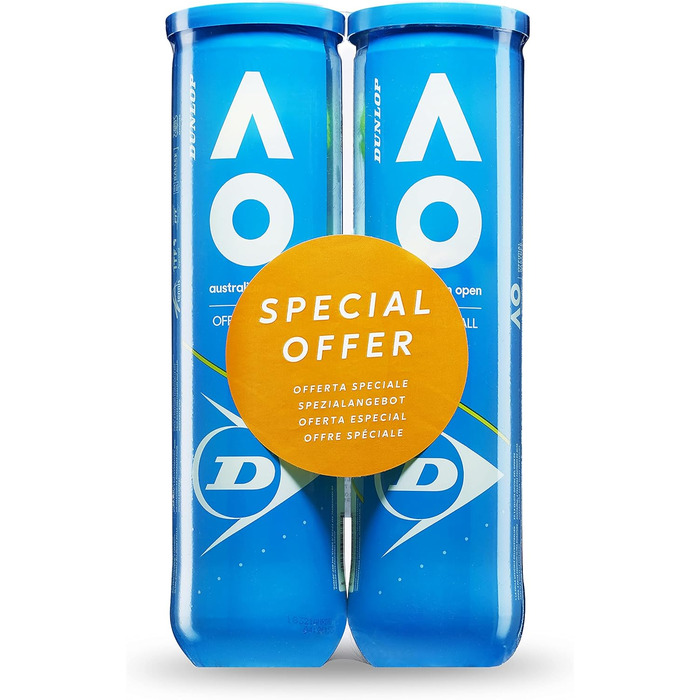 Тенісні м'ячі Dunlop Australian Open для глини, хардкорту та трави, 8 шт.