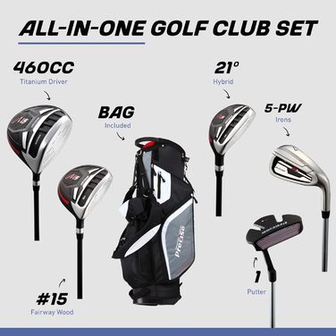 Комплект гольф-клубів PreciseGolf Co. для чоловіків (14 шт.) з графітовими стіками Senior: драйвер з титану, фейрвей, гібрид, залізо (5-pw), паттер, сумка-стійка