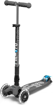 Дитячий самокат Micro Kickboard Maxi Deluxe, складаний, 3 колеса, LED підсвітка, швейцарський дизайн, для дітей 5-12 років, сірий