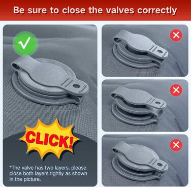 Надувний килимок для кемпінгу з інтегрованим насосом, 12.7 см, з подушкою, компактний для подорожей, рюкзаків, трекінгу, Orange-Schwarz