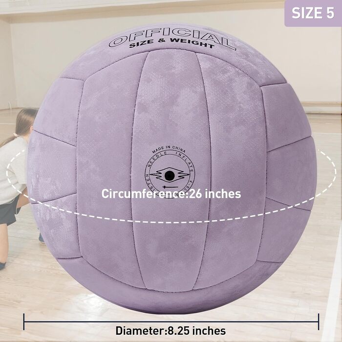 Волейбольний м'яч Dakapal 5, для залу та пляжу, м'який, для початківців, підлітків та дорослих (фіолетовий). Без насоса.