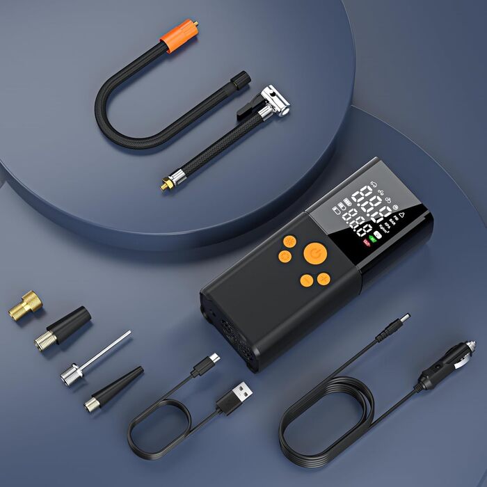 Електричний акумуляторний компресор-насос 150PSI 10000mAh з LCD-дисплеєм, портативний насос для шин і матраців