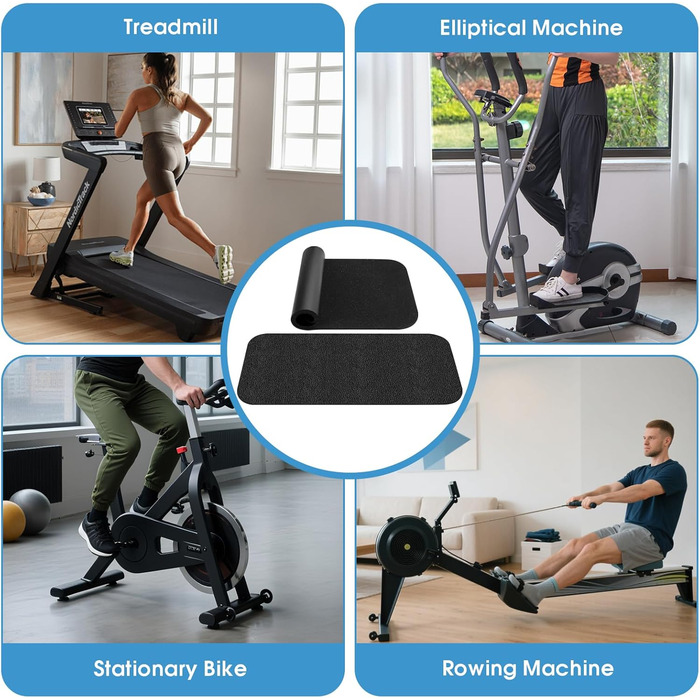 Захисний килимок під фітнес-тренажер та бігову доріжку, шумопоглинаюча підкладка 28x70 см, 6 мм, 2 шт. в комплекті