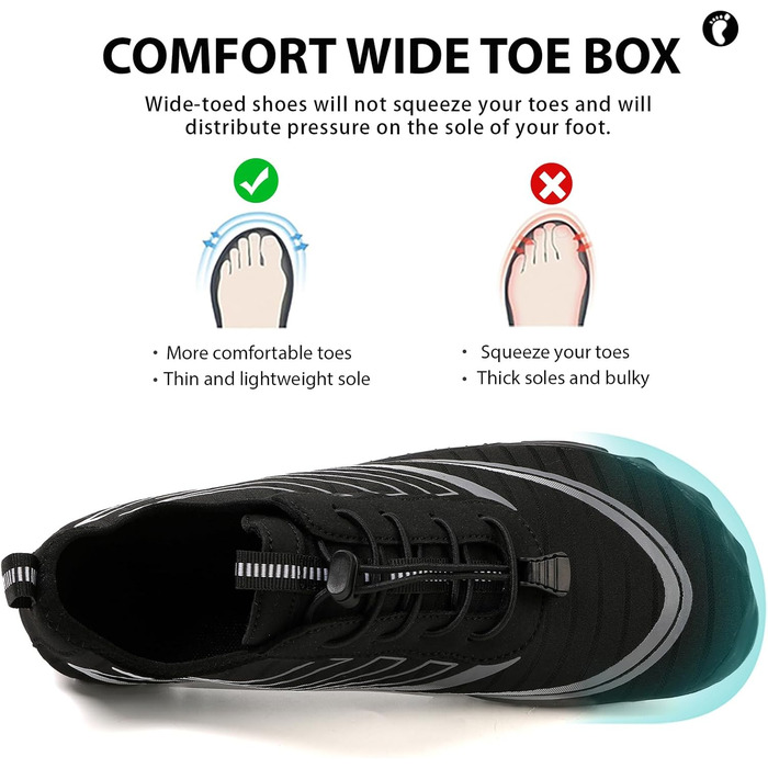 Чоботи для плавання та серфінгу для чоловіків та жінок, дихаючі, швидковисихаючі, антиковзаючі, розмір 36-47, колір чорний