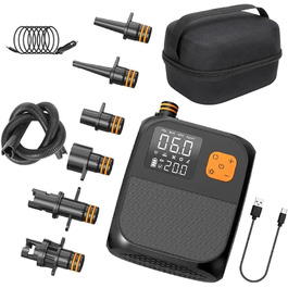 Електрична повітряна помпа для SUP-дошок, каяків та човнів, 8000 mAh, 25 PSI, 80 W, LED-дисплей, 120 л/хв