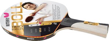 Настільний тенісний ракетка Butterfly Timo Boll Gold 85020 з ITTF сертифікатом, для тренувань і хобі, панель Pan Asia, вигнута ручка, комплект з CC1