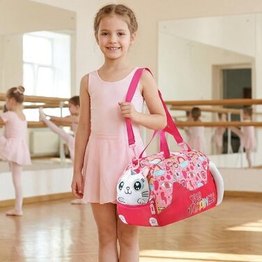 Дитяча спортивна сумка для плавання та подорожей, водонепроникна сумка для басейну, футболу та фітнесу (Світло-рожева, з котом)